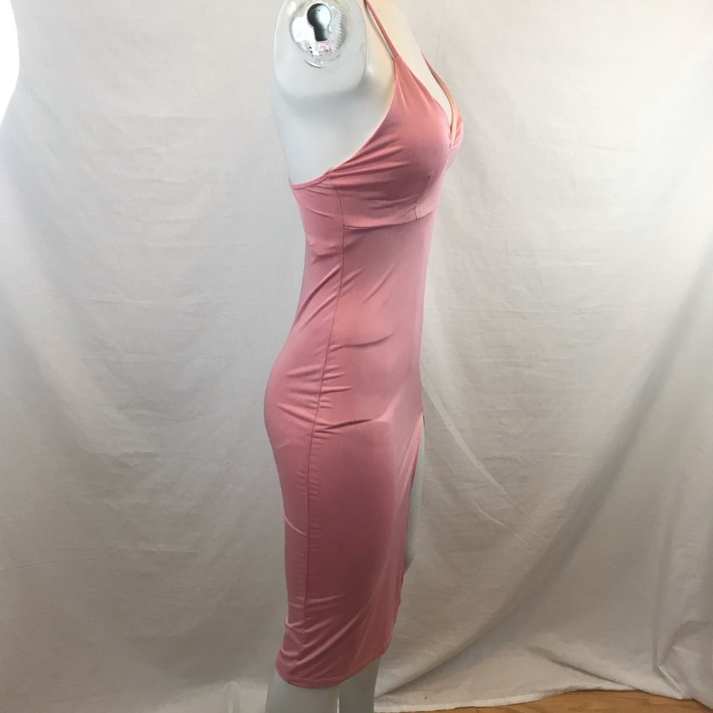 Pink Side Slit Midi Dress - Picture 4 of 7